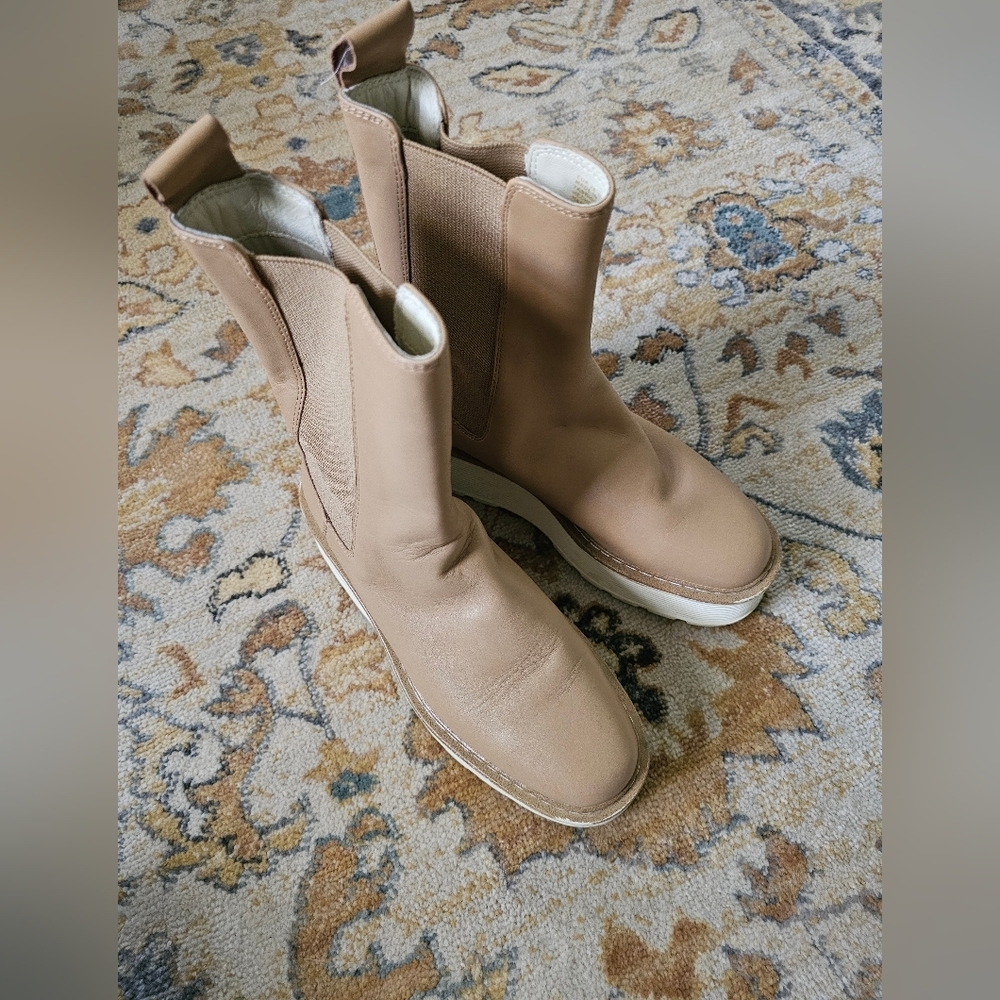 h&m leather high profile platform chunky lug sole chelsea boots - Picture 6 of 9